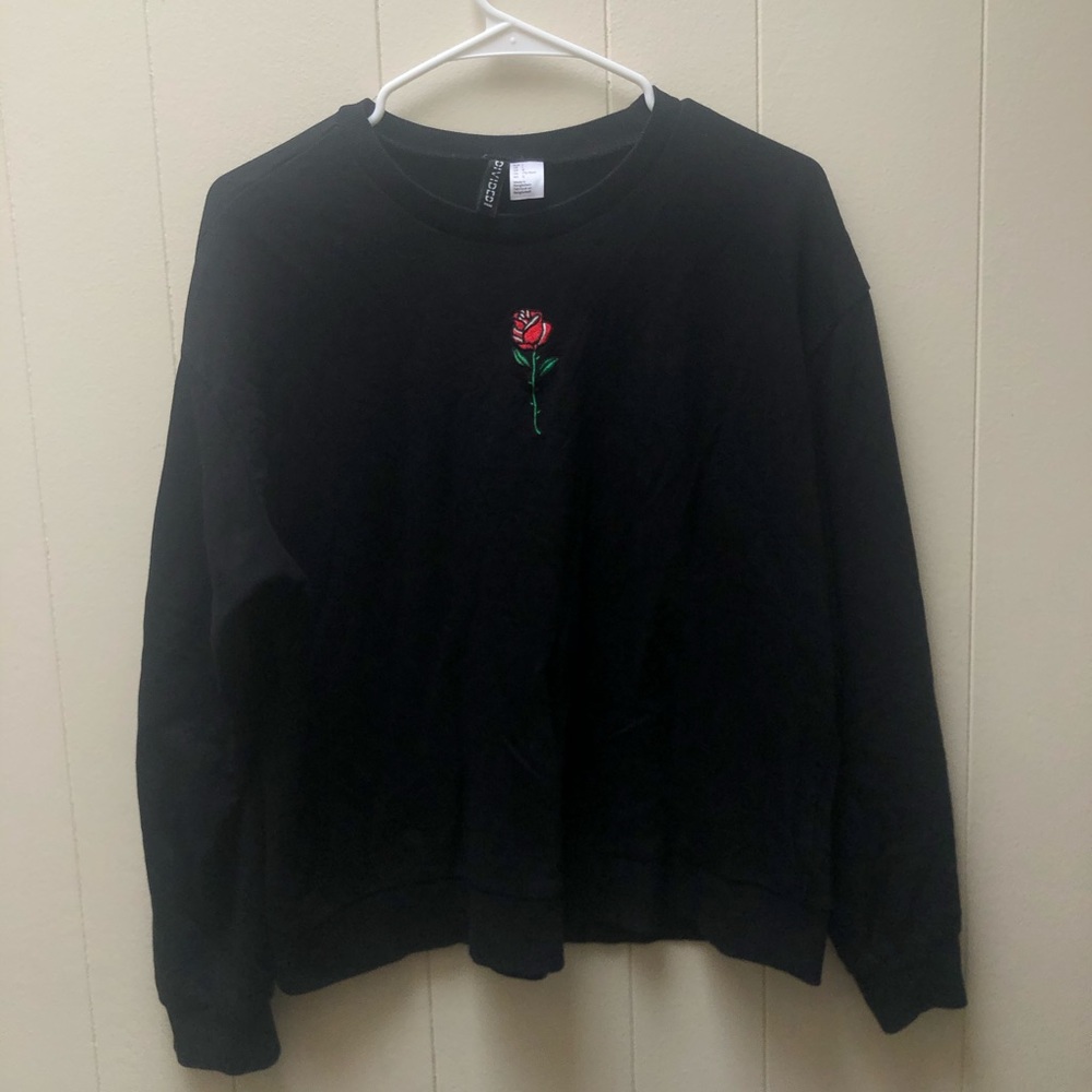 Black Sweater with Rose